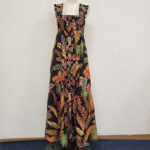 Farm Rio Cool Foliage Sleeveless Maxi Dress‎ Size XS Tropical Vacation Hawaiian